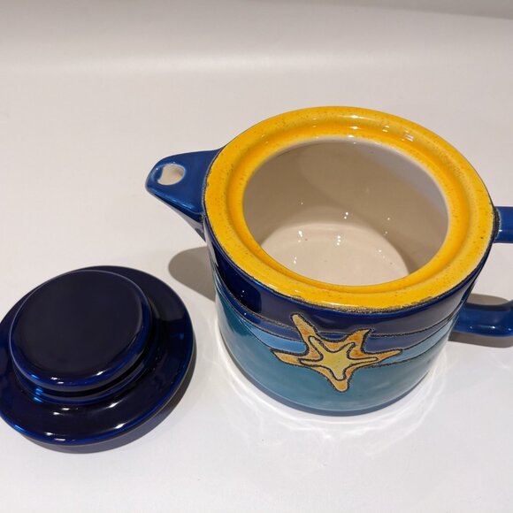Vintage 90s Eduardo Vega Teapot – Ocean Beach Design with Starfish & Seashells - Picture 8 of 11